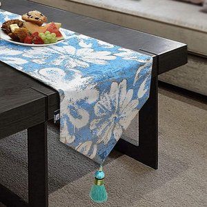 Blue Table Runner Linens Cotton Thickly Handmade